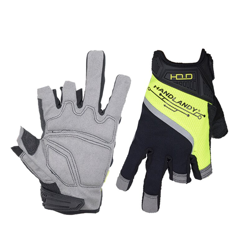 Fingerless Work Gloves Supplier - 3 Fingers Custom Logo Synthetic Palm Foam Padded