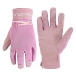 Garden Work Gloves Manufacturer - Factory Wholesale Pink Pigskin Leather Women Floral Spandex Back