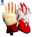 Garden Gloves Supplier - High Quality Synthetic Palm Back Flower Pattern Rose Pruning Leather