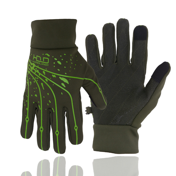 Outdoor Sports Gloves Supplier - Olive Green Windproof Rain Resistant Grip Cycling Touch Screen