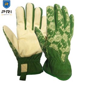 Garden Gloves Supplier - High Quality Synthetic Palm Back Flower Pattern Rose Pruning Leather