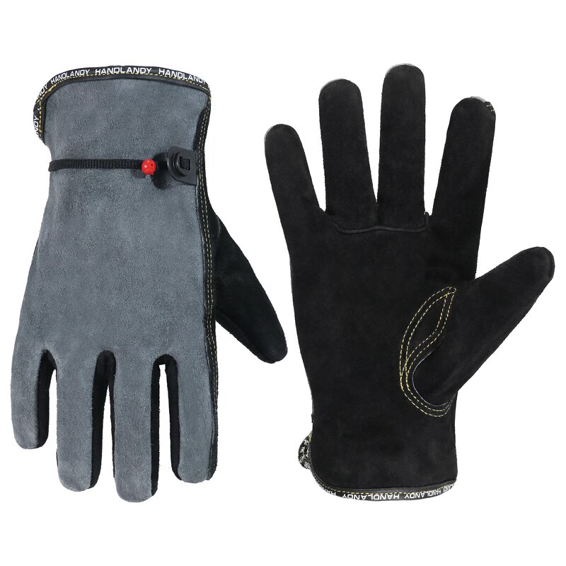 Garden Work Glove Supplier - Premium Cowhide Leather Safety Breathable Cotton Lining Adjustable