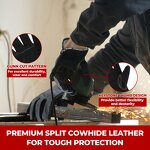 Garden Work Glove Supplier - Premium Cowhide Leather Safety Breathable Cotton Lining Adjustable