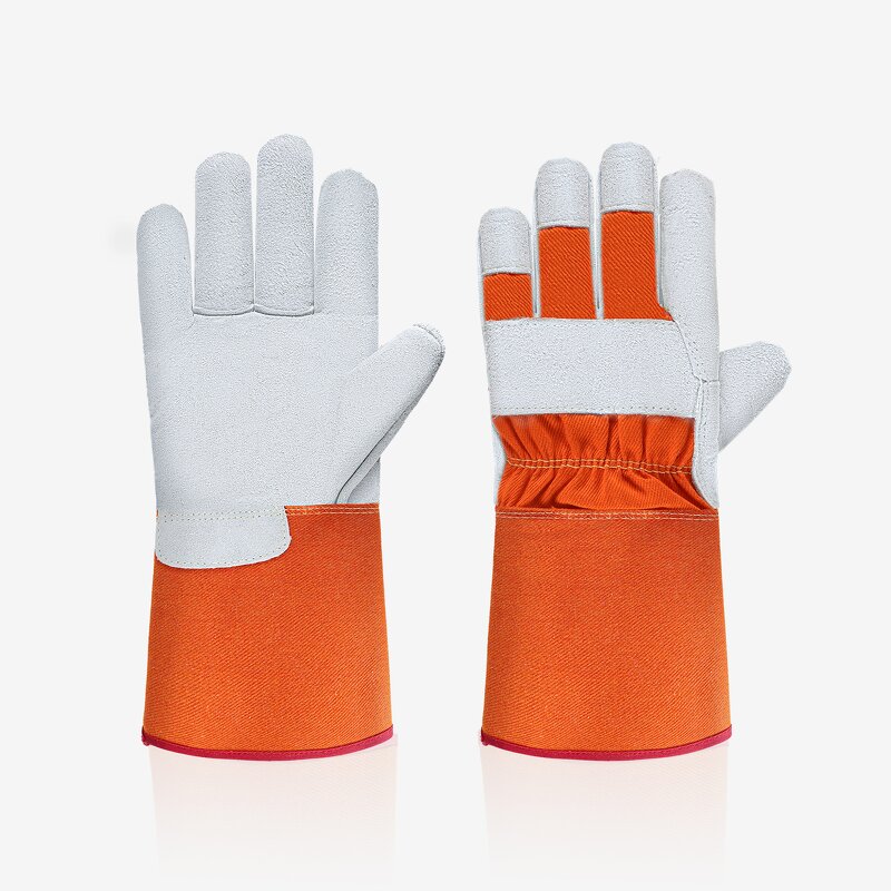 General Purpose Gloves Factory - Customized Cotton Back Cowhide Palm Textured Durable Anti-Abrasion