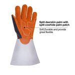 Welding Glove Supplier - Hot Seller Split Deerskin Cotton Cowhide Reinforce Welder Gauntle
