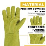 Welding Gloves Factory - Heavy-Duty Tig Mig Fireproof Cow Split Leather Industrial Work Heat