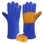Welding Gloves Factory - Wholesale 14'' Two-Layer Cowhide Leather Fireproof Fleece-Lined Insulated