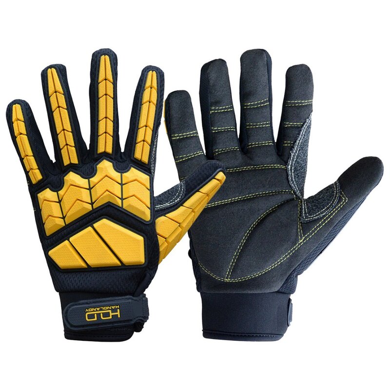 Safety Mechanic Gloves Factory - Yellow Spandex TPR Impact SBR Padded Vibration Resistance