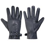Men's Winter Gloves Supplier - OEM ODM Black Goatskin Palm Back Wool Lining Back Adjustable Wrist Customized
