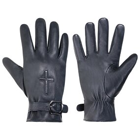 Men's Winter Gloves Supplier - OEM ODM Black Goatskin Palm Back Wool Lining Back Adjustable Wrist Customized