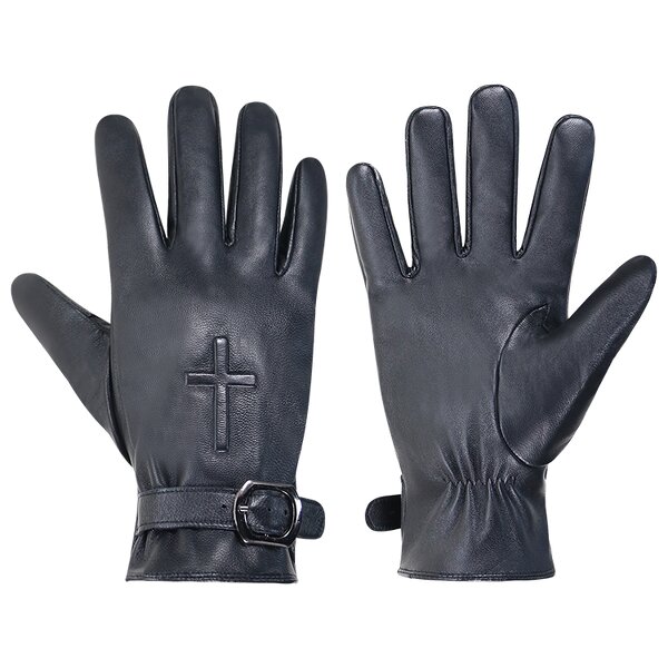 Men's Winter Gloves Supplier - OEM ODM Black Goatskin Palm Back Wool Lining Back Adjustable Wrist Customized