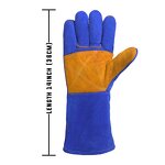 Welding Leather Work Gloves Supplier - Factory Brand 14" Split Cowhide Reinforced Palm Fleece Lining