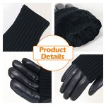 Women's Winter Gloves Factory - Hot Selling Black Breathable Goatskin Palm Back Touch Screen Warm Wool