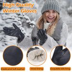 Men's Winter Gloves Supplier - OEM ODM Black Goatskin Palm Back Wool Lining Back Adjustable Wrist Customized