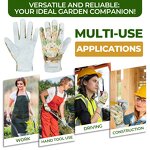 Gardening Gloves for Women Supplier - HDD Fabric Back Cowhide Palm Puncture Resistant Breathable Adjustable