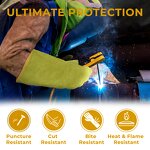 Welding Gloves Factory - Heavy-Duty Tig Mig Fireproof Cow Split Leather Industrial Work Heat
