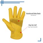 Cowhide Work Gloves Manufacturer - Yellow Grain Adjustable Reinforced Palm Forklift Truck Construction