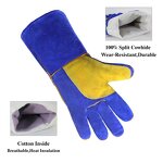 Welder Gloves Manufacturer - in Stock 14" Blue Heat Resistance Split Cowhide Tig
