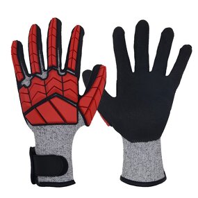 Cut Resistance Gloves Manufacturer - Red CE Level 4 TPR HPPE Sandy Nitrile Oilfield Working