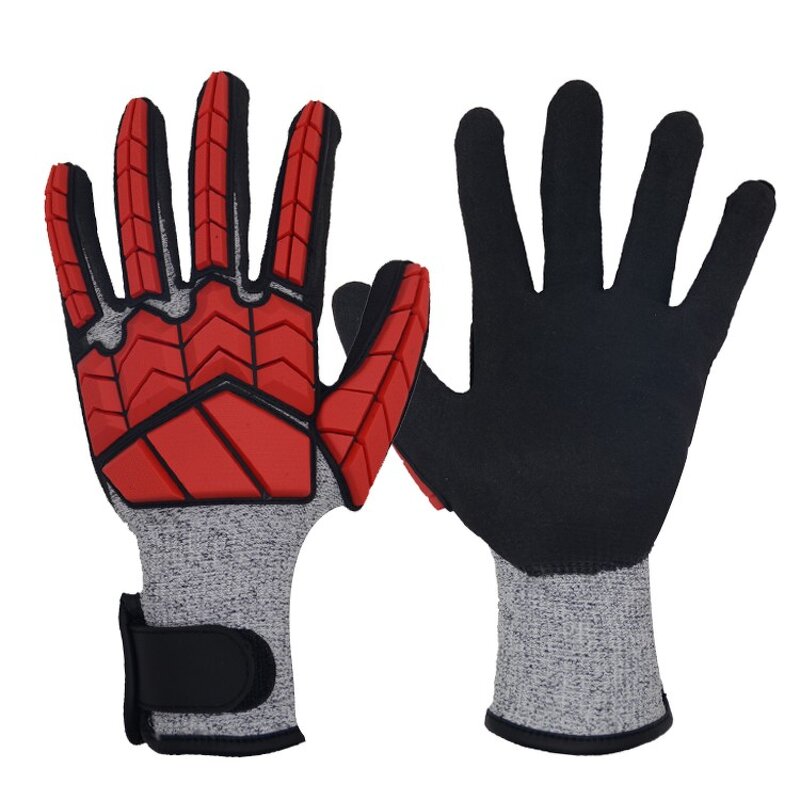 Cut Resistance Gloves Manufacturer - Red CE Level 4 TPR HPPE Sandy Nitrile Oilfield Working
