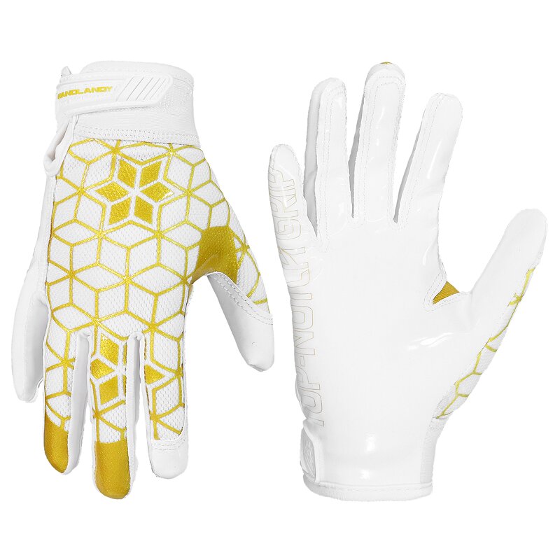 American Football Gloves Manufacturer - Lightweight Anti-Slip Yellow Silicone Palm Adjustable Wrist