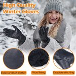 Women's Winter Gloves Factory - Black Goatskin Palm Ultra-soft Short Plush Llining Mink Fur Cuffs Touch