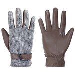 Women's Winter Gloves Manufacturer - OEM ODM Coffee Goatskin Palm Herringbone Wool Back Adjustable Wrist