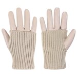 Women's Winter Gloves Manufacturer - New Design Brown Goatskin Palm Back Wool Lining Touch Wool Ribbed Cuffs