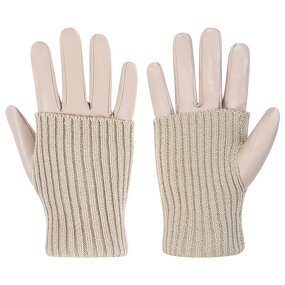 Women's Winter Gloves Manufacturer - New Design Brown Goatskin Palm Back Wool Lining Touch Wool Ribbed Cuffs