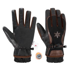 Cycling Winter Gloves Factory - Free Sample Brown Touchscreen Silicone Palm Anti-Slip Friendly Spandex Warm