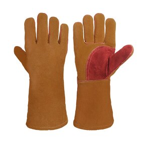Welding Gloves Supplier - Long Cowhide Heat-Resistant Durable Split Leather Industrial Work