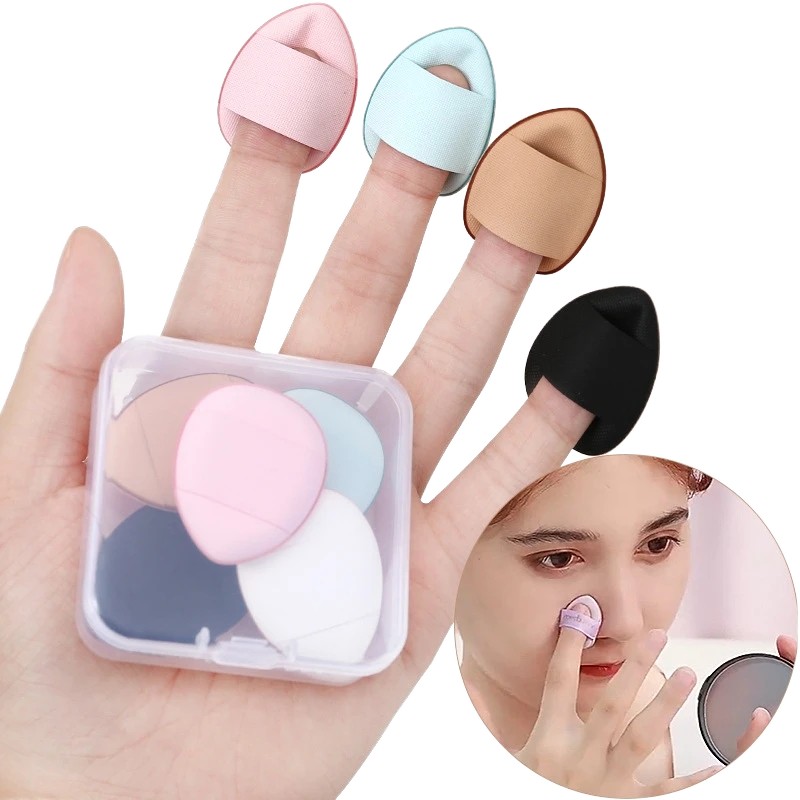 Private Label Wholesale Custom Makeup Sponge Puff Teardrop Air Cushion Cosmetic Mini Finger Foundation Powder Puff