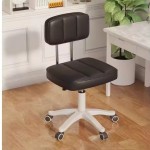 Small Office Desk Chair with Wheels Armless Comfy Computer Chair with Lumbar Support, PU Leather Low Back Adjustable