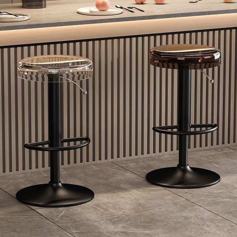 Factory Wholesale Modern bar Stool Metal Frame Acrylic Adjustable Rotating Hair Salon Lift Transparent Chair