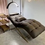 现代豪华睫毛床按摩床美容沙龙皮革金不锈钢底座弯曲睫毛床