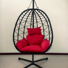 Hanging Egg Chair with Stand Patio Wicker Rattan Swing Chair Hammock Egg Chair for Indoor & Outdoor 400lbs Capacity with Thicken