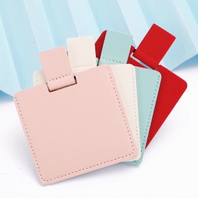 2025 Hot Sell Portable High Quality PU Leather Pocket Handheld Mirror