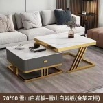Nordic Rock Plate Glass Combination Coffee Table Living Room Home Light Luxury Push-Pull Modern Square Simple Coffee Table