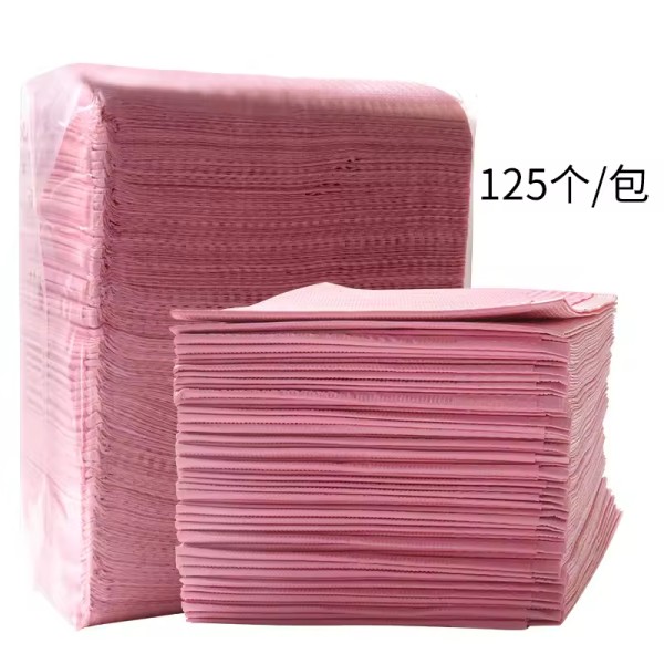 一次性美甲桌垫粉红色防水美甲纸3层可折叠纹身围兜垫指甲沙龙美甲垫17英寸
