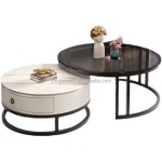 Italian Style Coffee Table Living Room Modern Minimalist Small Household Tea Table Net Ins Luxury Round Glass Coffee