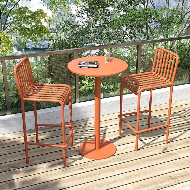 Iron Modern High Chairs Lounge Outdoor Garden Patio Reception Unique Relaxing Bar Stools Fashion Taburetes De Bar Bar Furniture