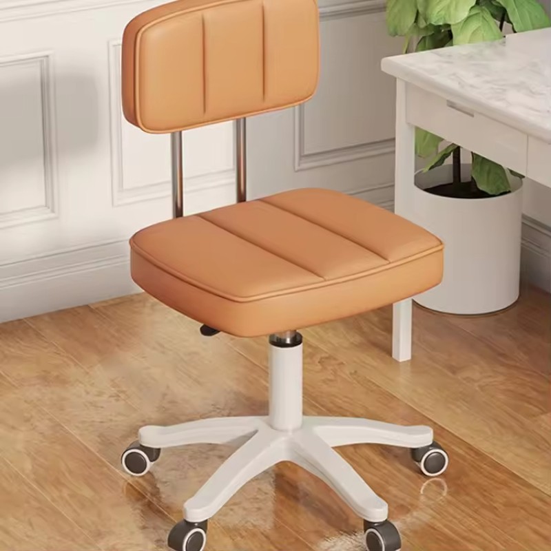 Small Office Desk Chair with Wheels Armless Comfy Computer Chair with Lumbar Support, PU Leather Low Back Adjustable