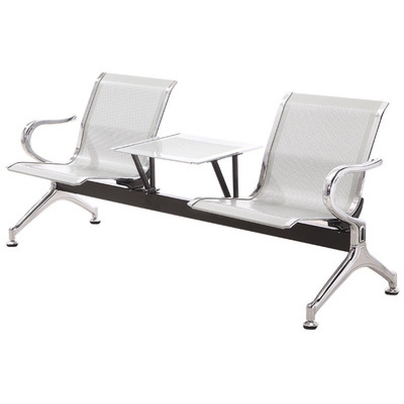 Aluminum Alloy Waiting Chair Double Seats One-piece Mesh Panel Waiting Room Chair with Coffee Table