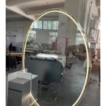 理发店大椭圆形镜子美发沙龙地板到天花板理发师镜子桌子理发全身镜子