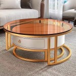 Italian Style Coffee Table Living Room Modern Minimalist Small Household Tea Table Net Ins Luxury Round Glass Coffee
