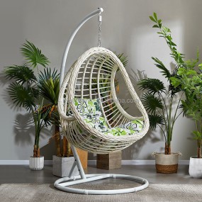 Hanging Egg Chair Swing With Steel Stand Set -Outdoor Hanging Basket -Leisure Rattan Swing - Double Cradle