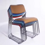 Stackable Black Plastic Chair 18 Gauge Steel Frame Lightweight 8lb Ergonomic Design Polypropylene Seat & Back Easy Linking