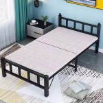 Cheap Wholesale Modern Office Folding Bed with Mattress Small Foldable Iron Metal Beds Hostel Furniture Single Beds for Adults