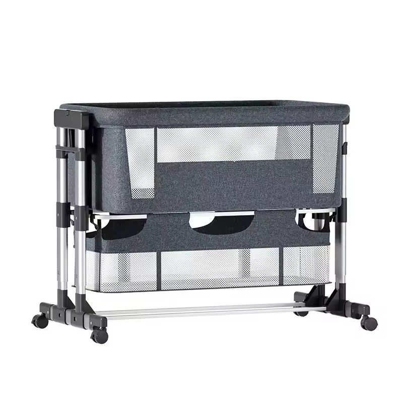 4 in 1 Baby Bassinet Bedside Sleeper Baby Crib, Adjustable Cosleeper for Baby, Easy Folding Portable Baby Bed Rocking Bassinets