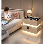 现代床头柜小灯白色时髦的智能卧室床头柜无线充电器Mesitas De Noche家具